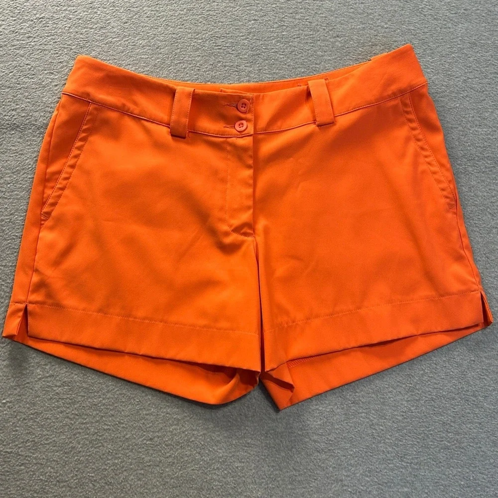 Nike Golf Tour Performance Golf Shorts Womens 10 Orange Dri-FIT Athletic Outdoor